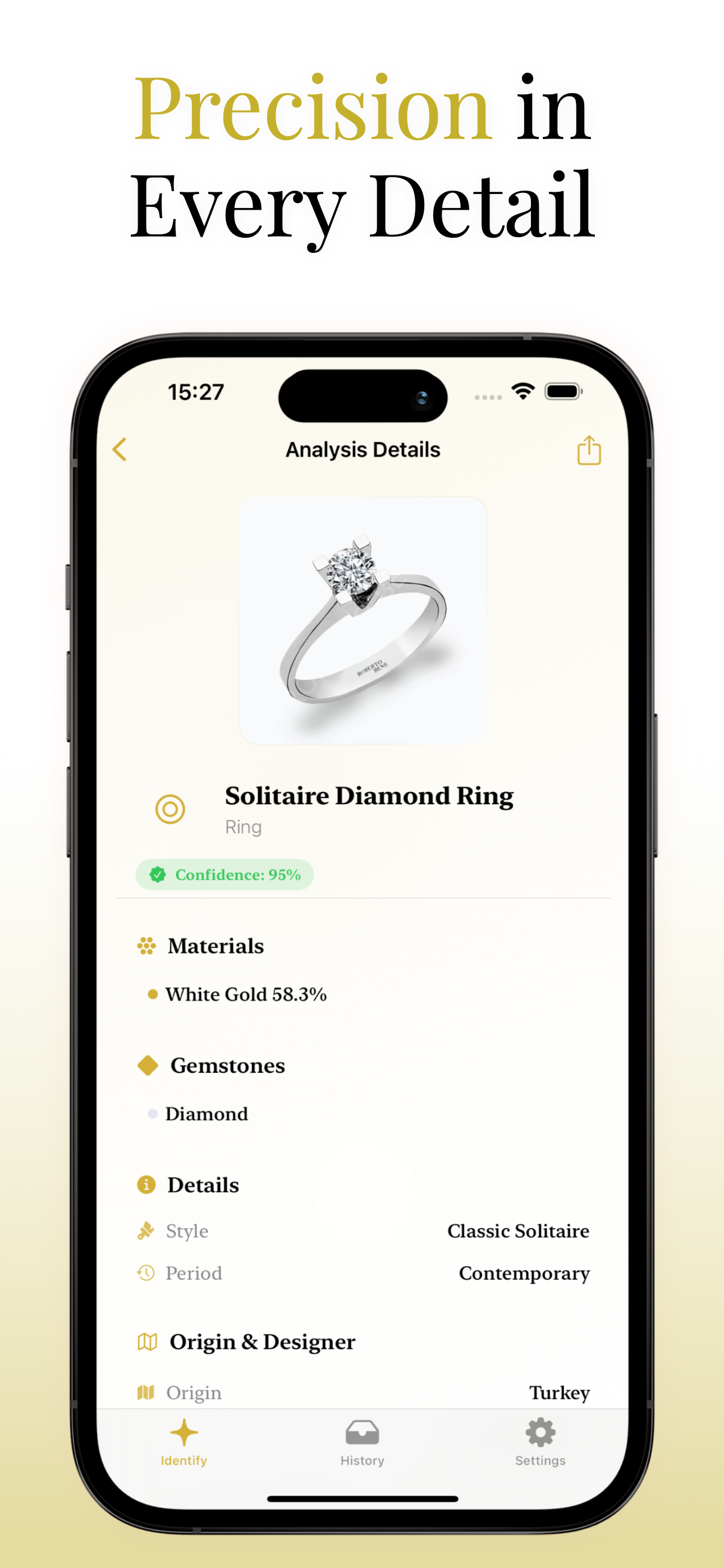Jewelry Identifier App - AI-powered jewelry recognition for rings, necklaces, bracelets, and gemstones
